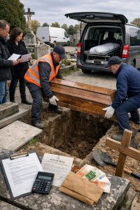 Transfert de corps vers un autre cimetière avec intervention funéraire dans un cimetière