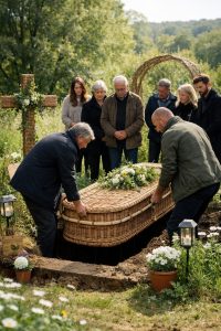 Obsèques écologiques en France avec cercueil naturel lors d’un enterrement green en pleine nature