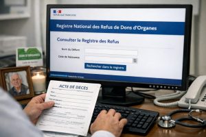 Professionnel de santé consultant le registre des refus pour vérifier si un défunt était opposé au don d’organes