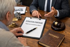 Donation-partage illustrant la transmission du patrimoine et son impact sur la succession au décès