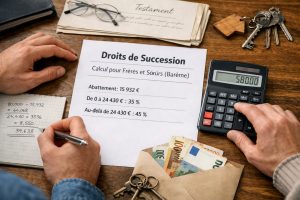 Calcul des droits de succession entre frères et sœurs avec documents, calculatrice et héritage